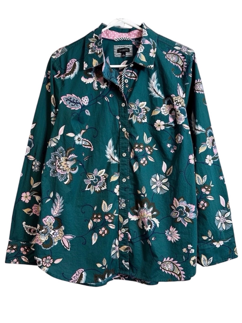 Talbots Ornate Jacobean Modern Classic Cotton Button Down Long Sleeve Shirt